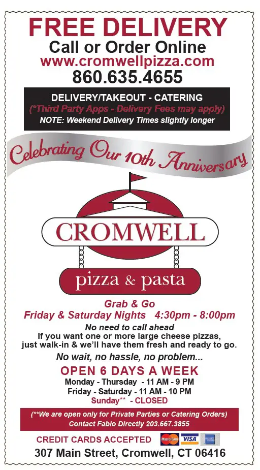 Cromwell Pizza Take-Out Menu